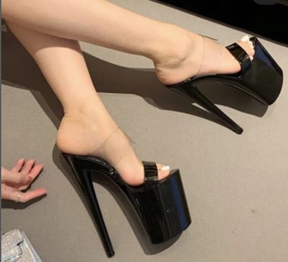 High Heel Shoes: Transparent Strap, Handmade Evening Dress Shoes High Heel Shoes: Transparent Strap, Handmade Evening Dress Shoes