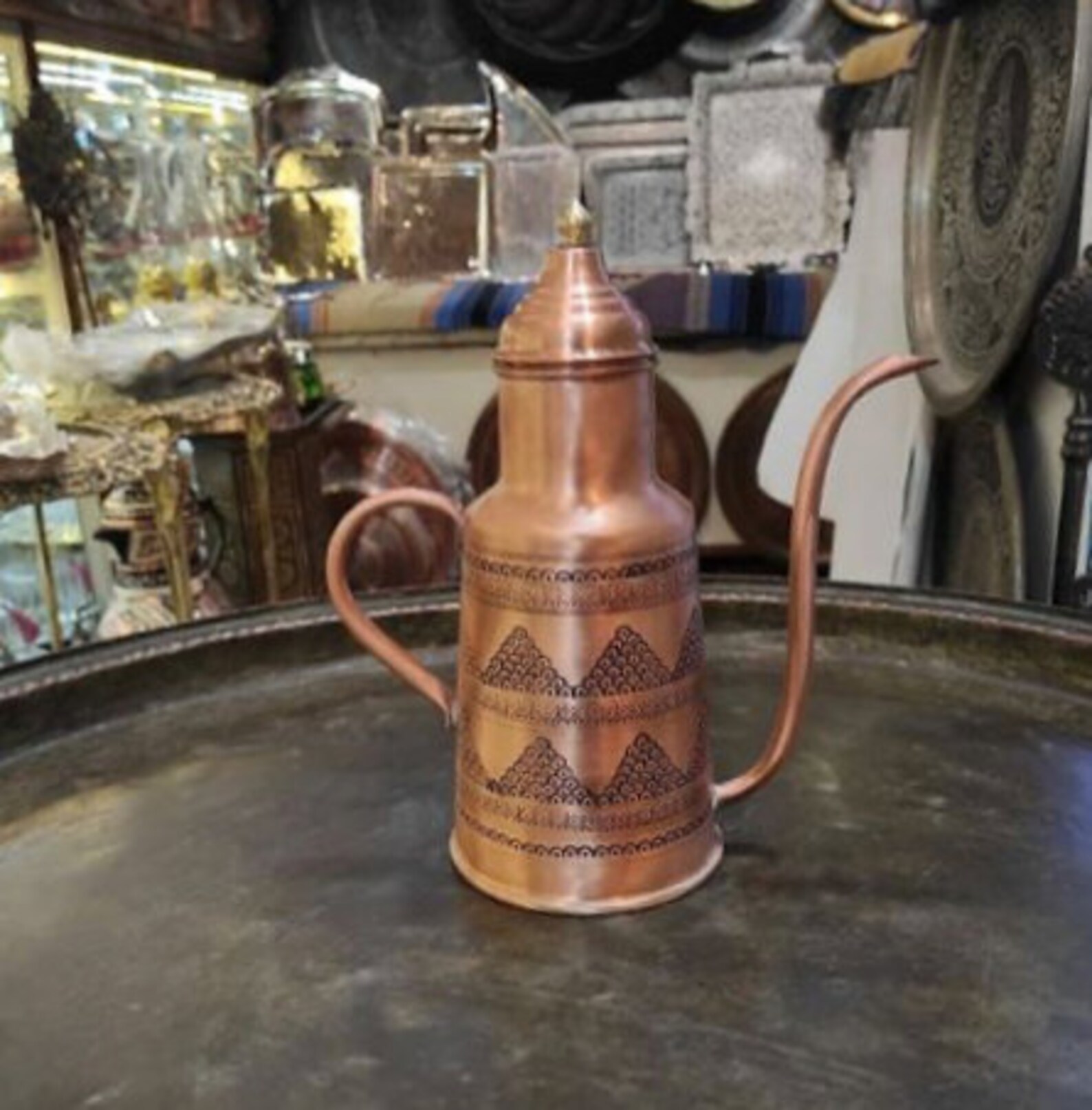 copper olive oil bottle