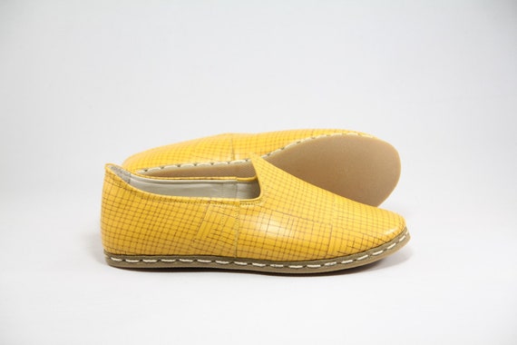 mustard colored flat shoes