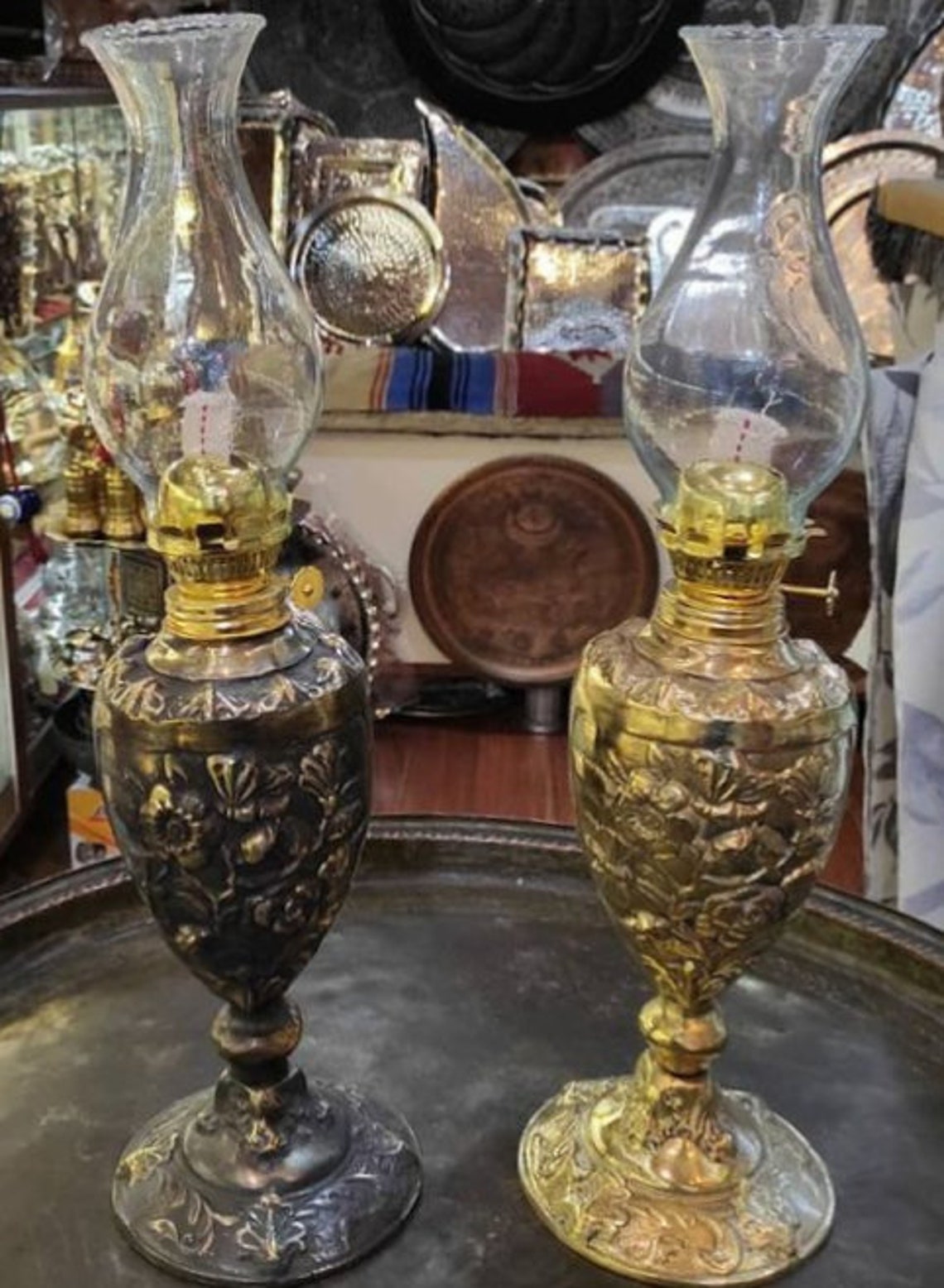 Turkish Handmade Oil Lamp Copper Oil Lamp Vintage Oil Lamp Etsy