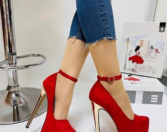 Scarpe Donna Con Tacco A Spillo 8cm E Cinturino Alla Caviglia - Décolleté Punta A Punta Per Sera, Matrimoni E Cerimonie (Taglie 36-41) - 6