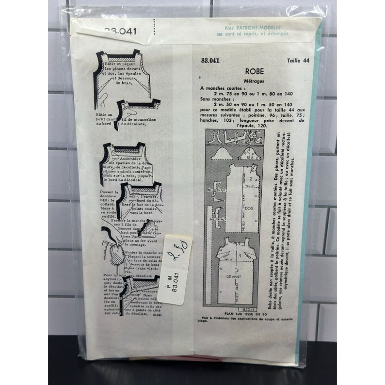 Vintage Patron Modele French Sewing Pattern 83 041 Dress Etsy