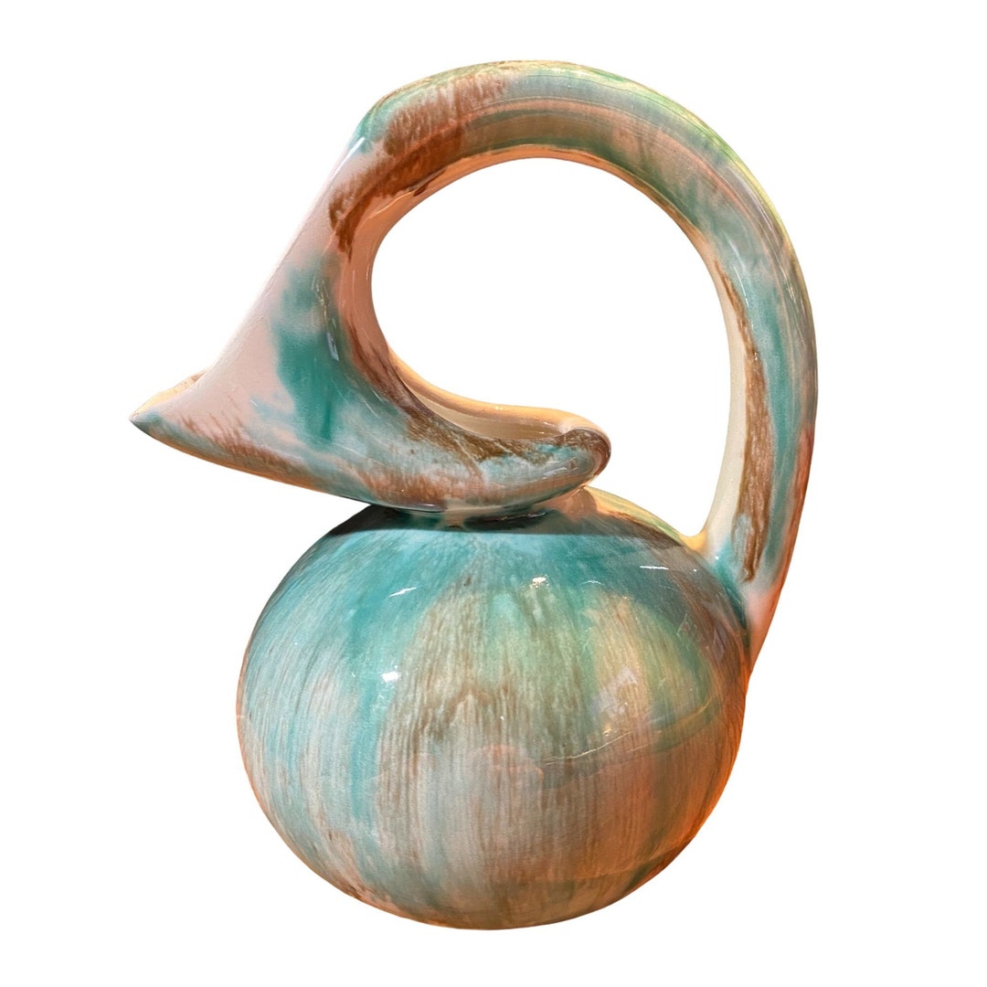 Verna 1 Pottery Cape Cod Turquoise Drip Glaze Handmade Etsy