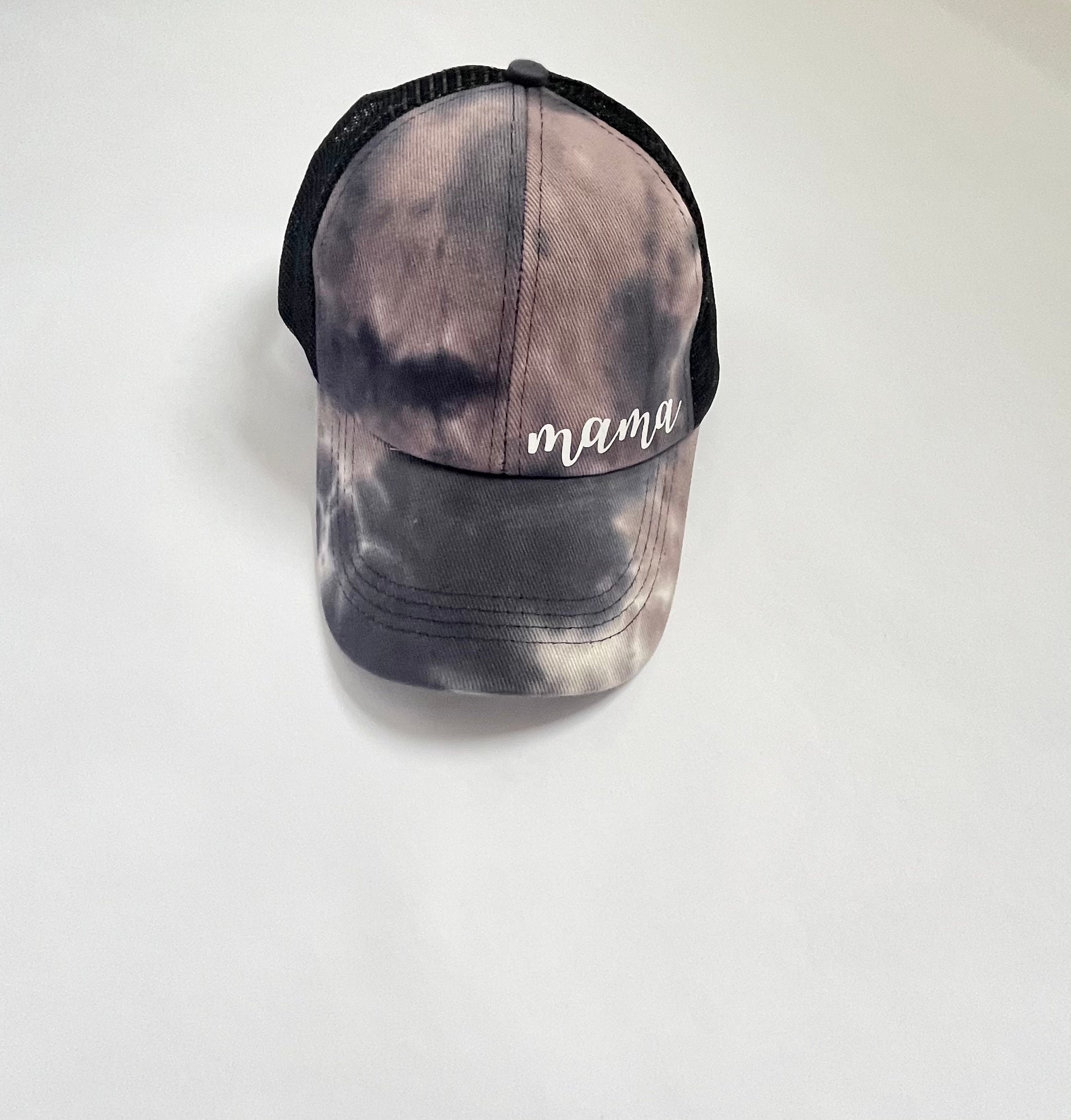 Mama Tie Dye Baseball Cap / Criss Cross Ponytail Hat Women / Ball Cap ...