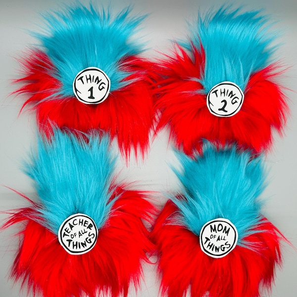 Thing Hair Bows, Thing 1 Thing 2 Hair Bow, Little Miss Thing, Thing Faux Fur Hair Bow, Dr. Seuss Hair Bows, Sister Mom Nanny Teacher of All