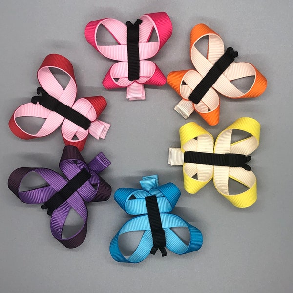 Butterfly Hair Clip Bows, Girls Butterfly Bows, Butterfly Hair Accessories, Butterfly Birthday, Butterfly Ribbon Sculpture Hair Clip