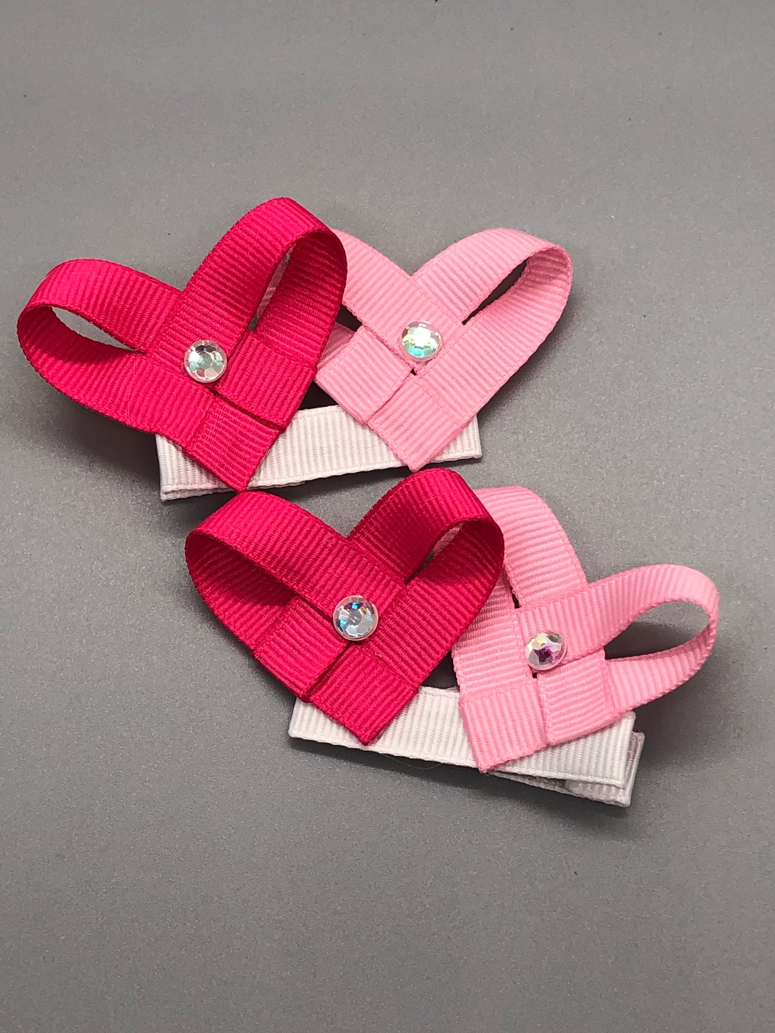 Hearts Hair Bow Clip Valentines Day Hair Bow Girls Hair Etsy