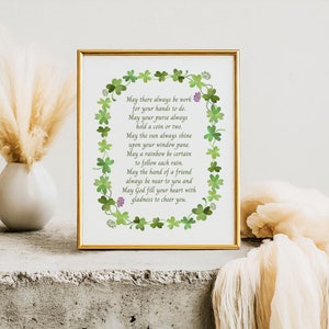 Irischer Segen Druck, irischer Segen Kunst, Shamrock Print, Shamrock Blessing, Shamrock Decor, Clover Wall Decor, Clover Print, März Decor