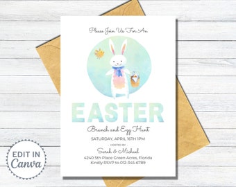 Printable Easter Invitation, Easter Egg Hunt Invitation, Easter Bunny Invite, Easter Brunch Invitation, Easter Party Invitation