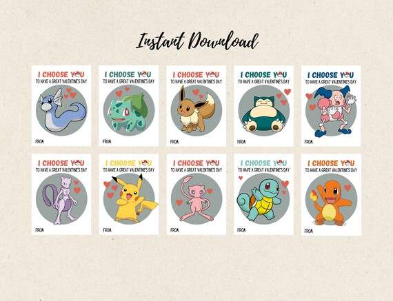 Pokemon Inspired Valentine's Day Cards Printable Class - Etsy