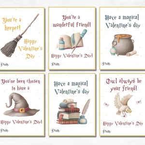 Cartes de Saint-Valentin cours de sorcier, Saint-Valentin magique, cartes de Saint-Valentin imprimables, bricolage cours de Saint-Valentin