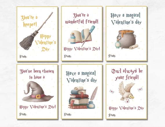 Wizard Class Valentine’s Day Cards, Magical Wizard Valentines Printable, DIY Classroom Valentines