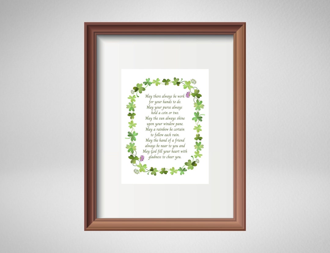 Irish Blessing Print, Irish Blessing Art, Shamrock Print, Shamrock Blessing, Shamrock Decor