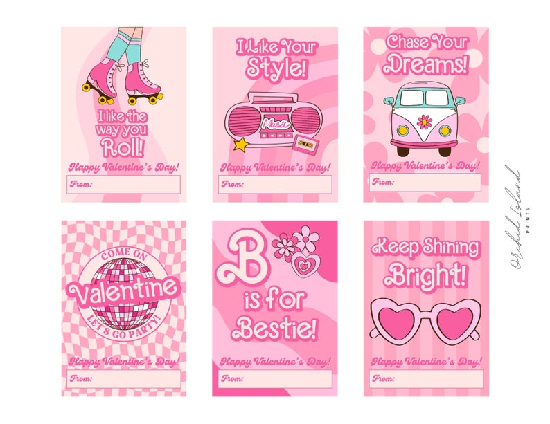 Doll Valentine’s Day Cards, Pink Valentines for Girls, DIY Class ...