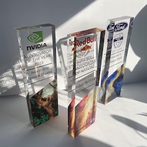 Personalized Clear Award Corporate Trophy Award - Company Anniversary Awards Ceremony, Glass Trophy