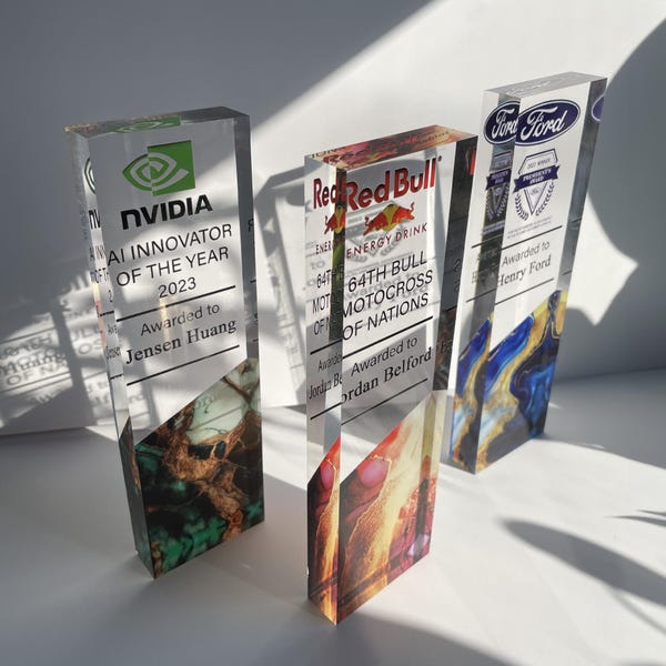 Trofeo aziendale personalizzato trasparente - Cerimonia di premiazione per l'anniversario aziendale, trofeo in vetro