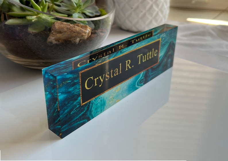 Personalized Desk Name Plate | Marble Office Sign Plaque | Coworker ...