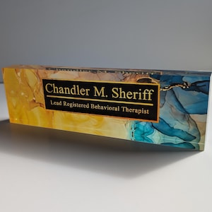 Personalized Desk Name Plate | Marble Office Sign Plaque | Coworker | Office Decor | Acrylic Name Plate | Promotion Gift | New Job  | Sign