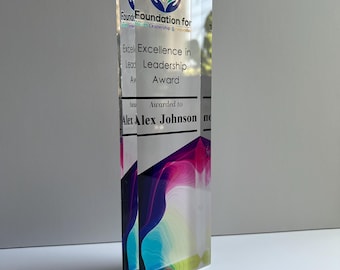 Custom Acrylic Award Trophy – Corporate Recognition, Employee of The Month, Retirement Gift, Sports Team Plaque, Company Anniversary Award