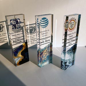 Custom Award Plaque Corporate Trophy Award - Company Anniversary Employee Awards Ceremony, Clear Glass Trophy