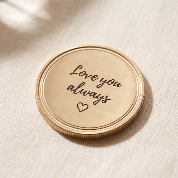 Actual Handwriting Engraved Brass Coin, Custom Signature Keepsake, Memorial Handwriting Gift, Personalized Pocket Token for Him and Her