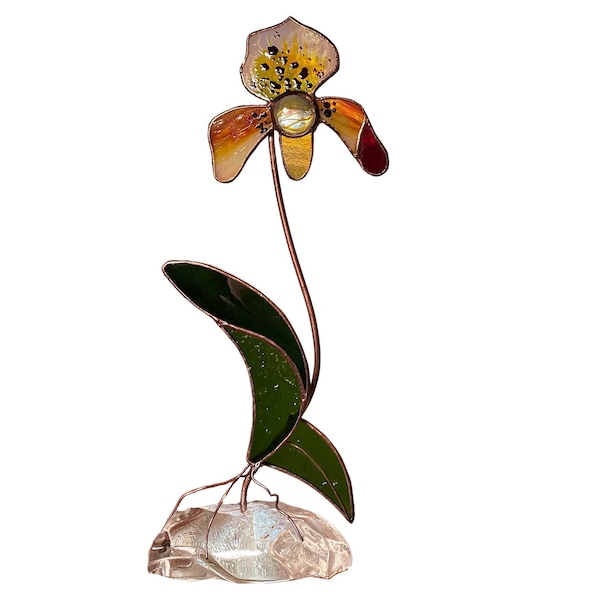Vitrail fleur attrape-soleil Vitrail 3D orchidée Décoration de table vitrail Décoration de jardin Cadeau fête des Mères