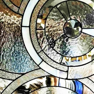 Custom Stained Window Glass Panel, Mid Century Modern, Abstract Stain Glass Window Hangings, Art Deco Glass, Glass Door Inserts, Suncatcher