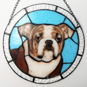 Custom Stained Glass Pet Portrait, Hand Painted Dog Suncatcher, Memorial Gift for Pet Loss, Handmade Real Glass Art, Home Decor Gift