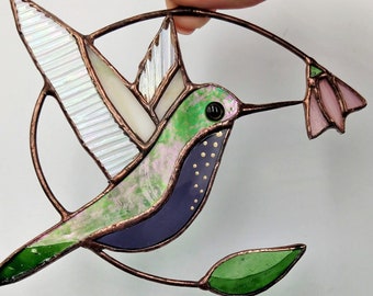 Hummingbird stained glass window hangings  Mothers day gifts Stained glass bird suncatcher