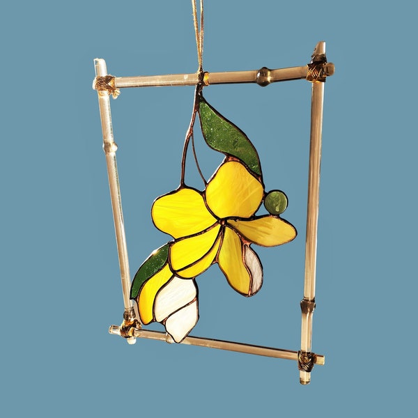 Plumeria flowers  suncatcher tropical flower decor stained glass window hangings Mothers day gifts