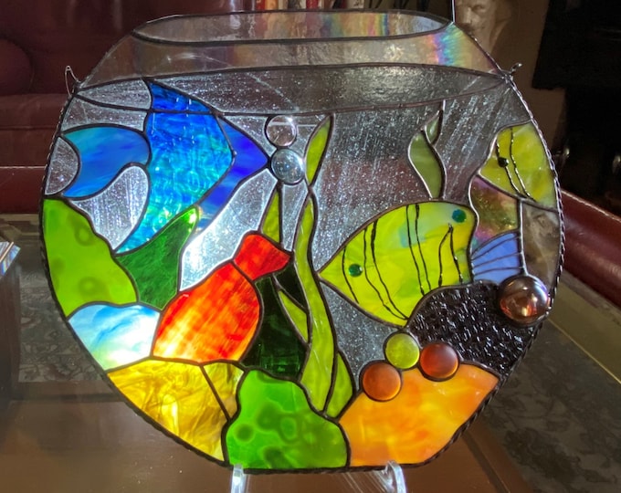 Stain Glass Window Hangings 12 Tropical Fish / Mothers Day Gift/stain