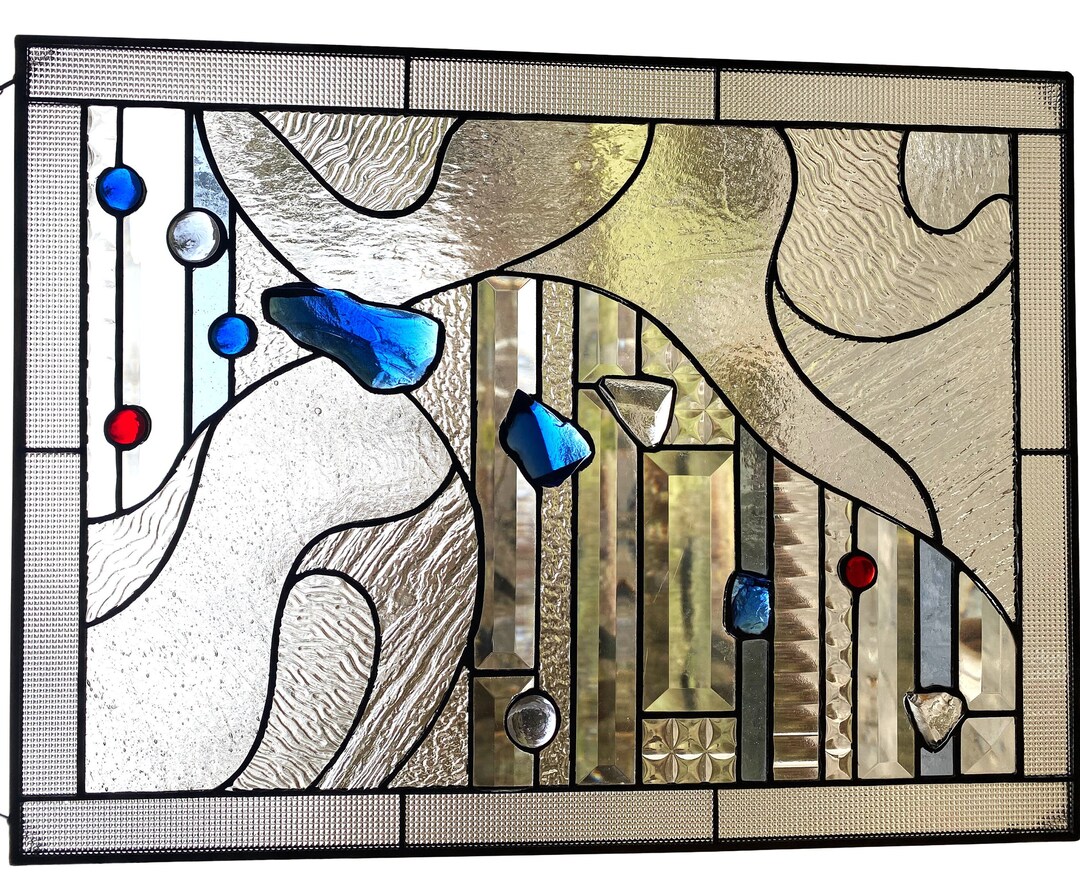 Modern Stained Glass Window Stained Glass Panel Geometric Abstraction