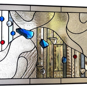 Stained window glass/ Mid century modern/ panel Geometric abstraction/  Stained glass front door  gift for the anniversary