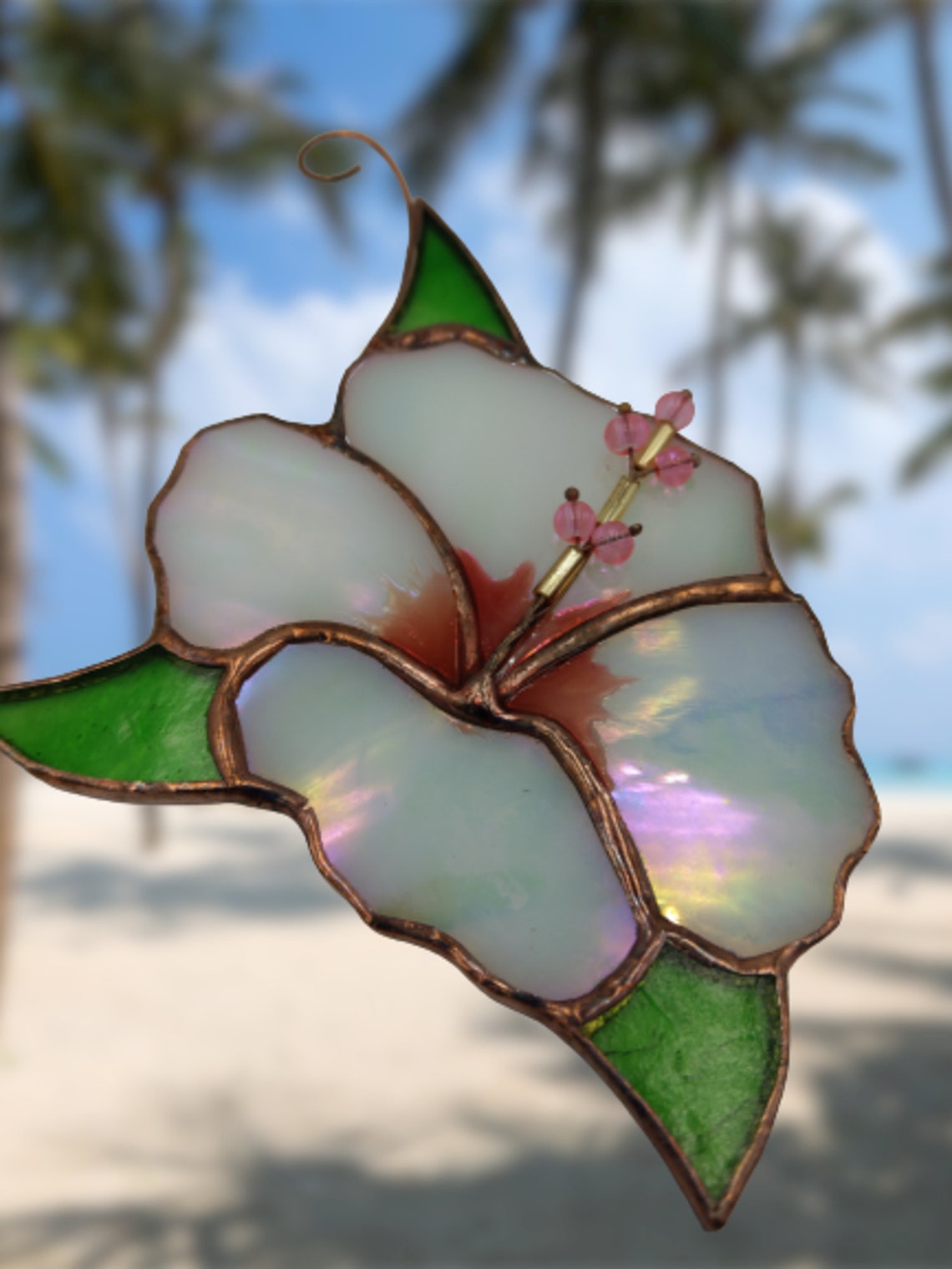 Stain Glass Tropical Flower Hibiscus Suncatcher Mothers Day | Etsy