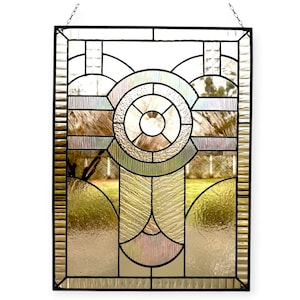 Stained Glass Window Art Deco Panel, Geometric Glass Art, Stained Glass Window Hangings, Custom Front Door Glass Panel, Beveled Glass