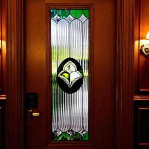 Stained glass door insert/ Victorian stained glass door/ Classic clear panel with bevels/ Stained glass window/beveled glass door