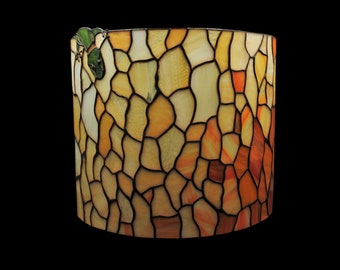 Amber Stained Glass Lizard Wall Sconce: Desert Decor Light