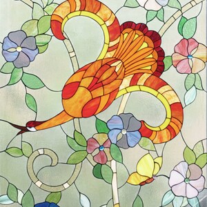 Custom stain glass panel The Bird of Happiness/stained glass window hangings/stained glass tiffany/wedding parent giftBirds stained glass 16 х 20 inches