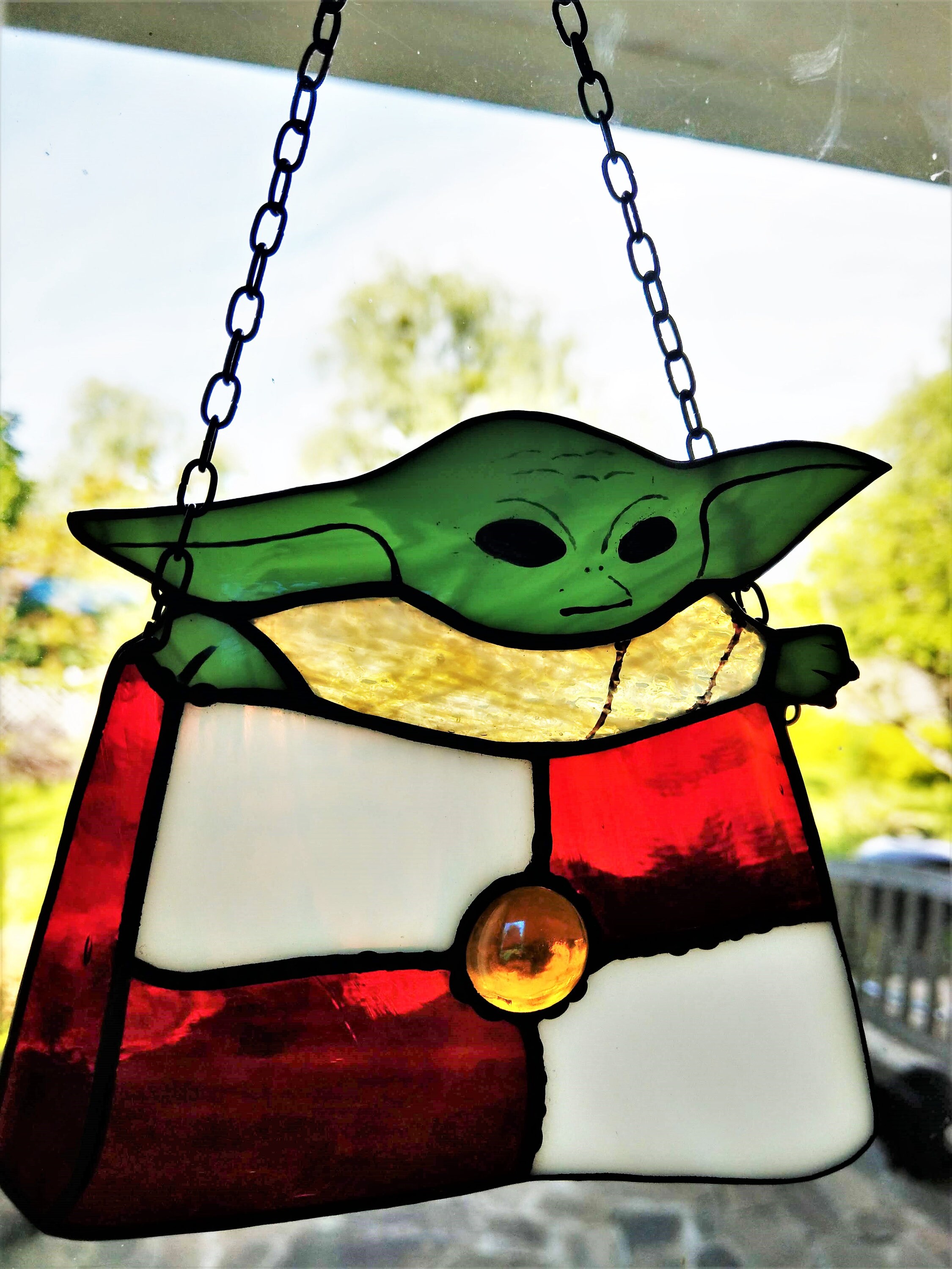 Glass Baby Yoda Stained Glass Hangings - Etsy