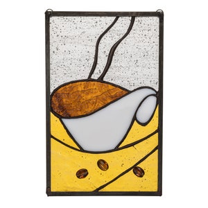 DIY Stained Glass Coffee Cup Pattern, Digital PDF Stained Glass Window Design, Coffee Themed Glass Template for DIY Craft and Decor
