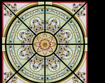 Stained glass ceiling 6 sq.m classic style Repair of ceiling decoration Stained glass windows sale