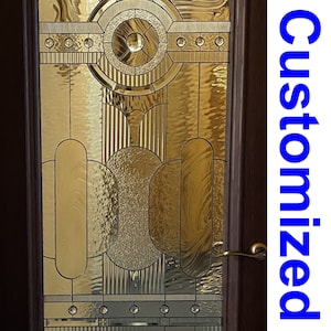 Custom Art Deco Stained Glass Door Panel, Handmade Geometric Glass Insert, Designer Window Hangings, Privacy Glass Panel, Bespoke Glass