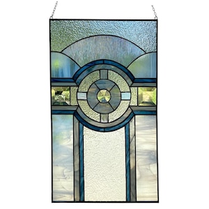 Art Deco Stained Glass Window, Stain glass hangings, Victorian Style, Stained Glass Door, Geometric Glass Window Insert, Glass Front Door