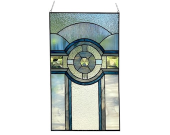Art Deco Stained Glass Window, Stain glass hangings, Victorian Style, Stained Glass Door, Geometric Glass Window Insert, Glass Front Door