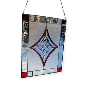 Modern stain glass panel Crystal window hangings topaz Home decor Mother's Day gift Stained glass window ruby