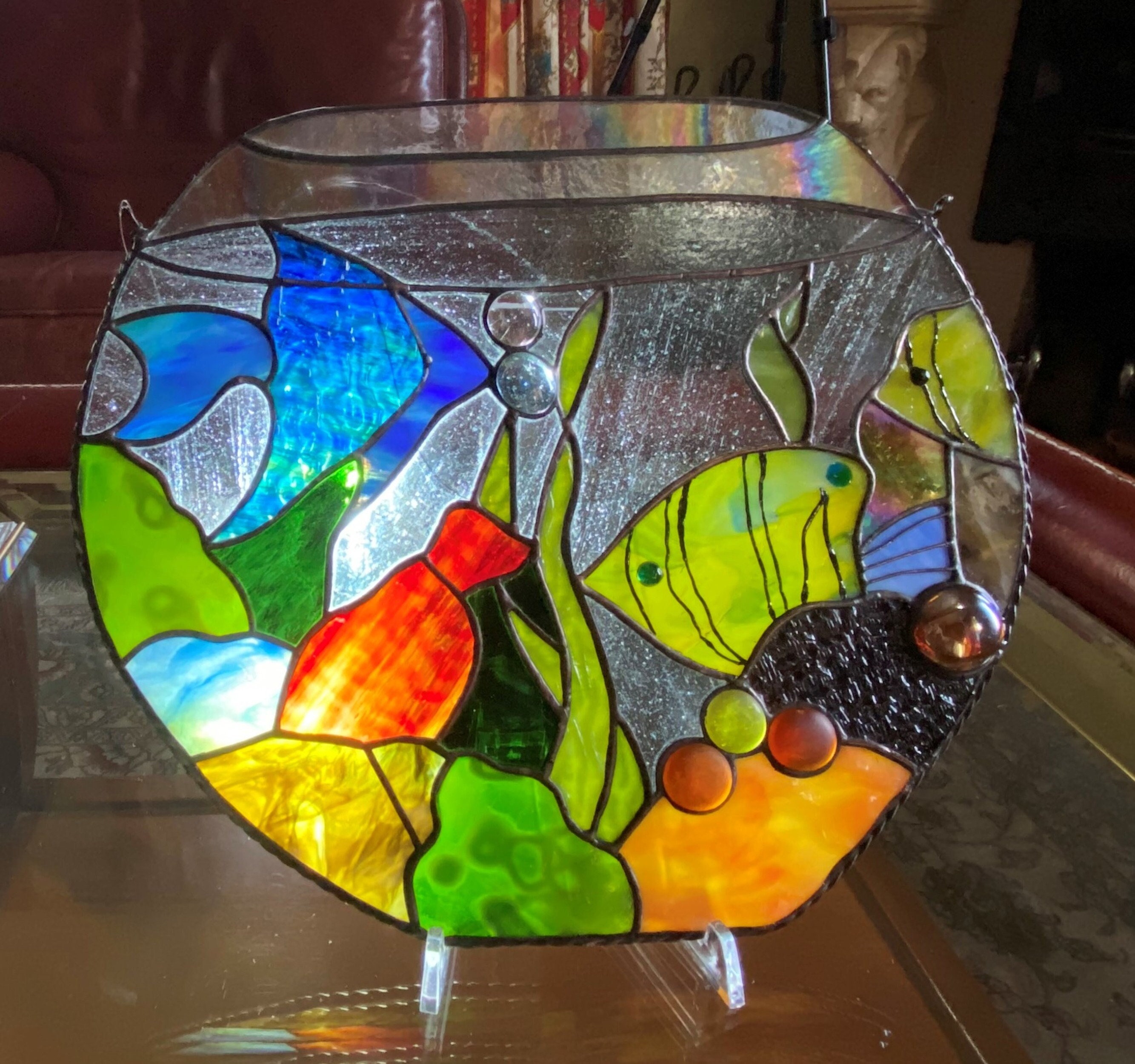 ステンドグラス水槽窓飾り：熱帯魚、海岸風装飾 - Etsy 日本