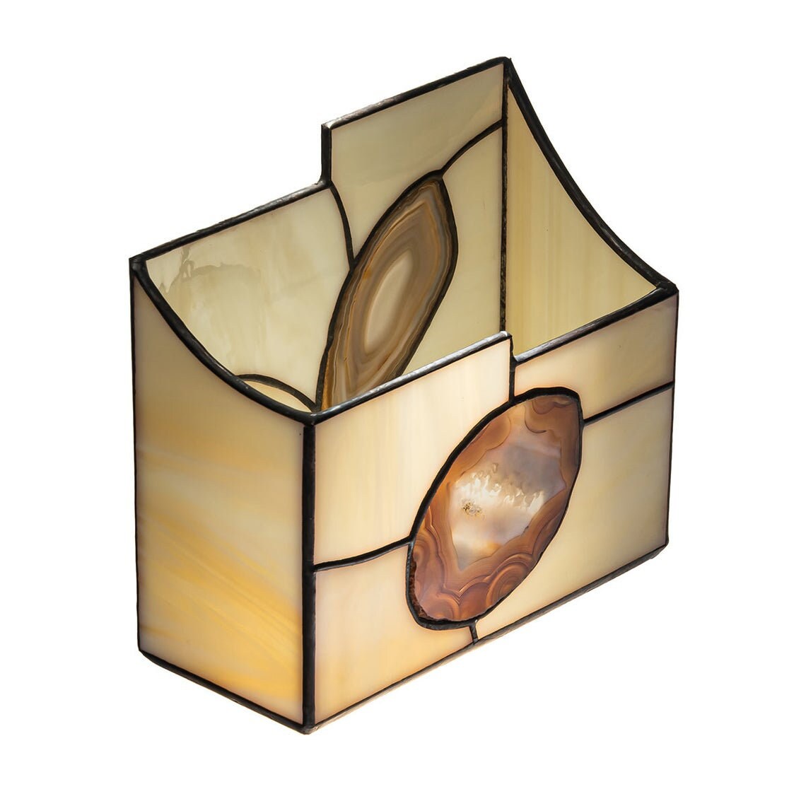 Stain Glass Crystal Desk Organizer Accessories Stationary Etsy