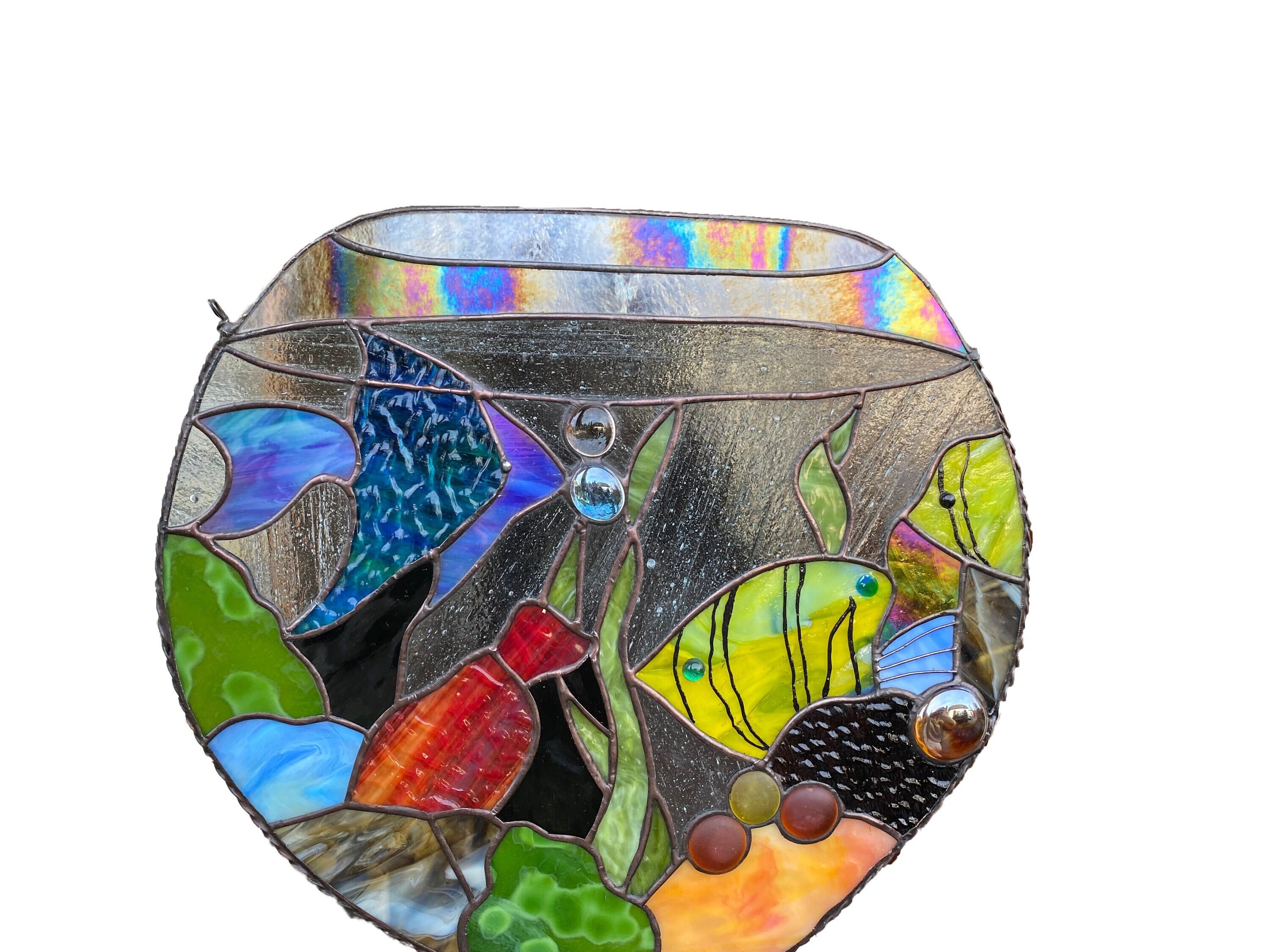ステンドグラス水槽窓飾り：熱帯魚、海岸風装飾 - Etsy 日本