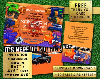 Nerf Invitation Instant Download Etsy