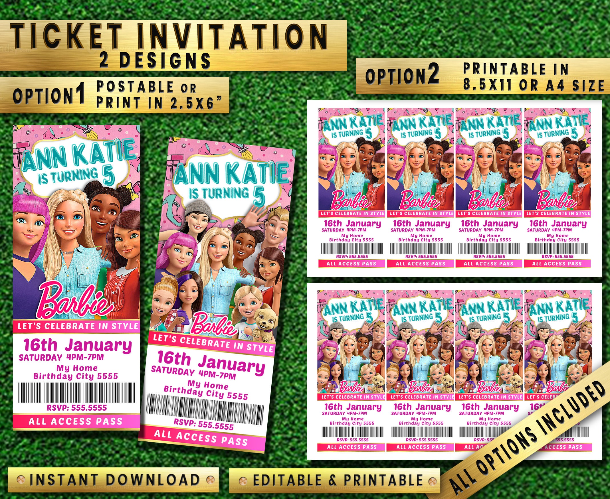 BARBIE in a dreamhouse ticket instant download editable Etsy